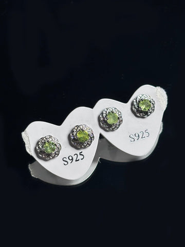 Spiral Peridot Stud Earrings