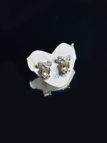 Lemon Citrine Bow Earrings