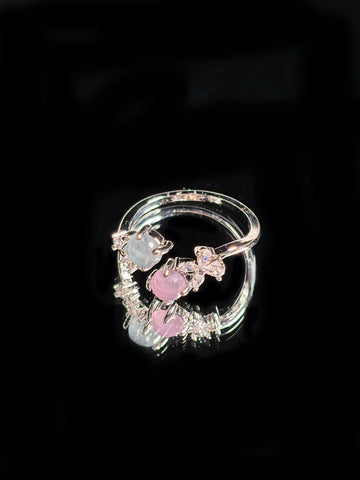 Aquamarine & Rose Quartz Serpentine Ring