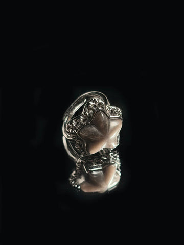 Silver Obsidian Ring(Star shape)